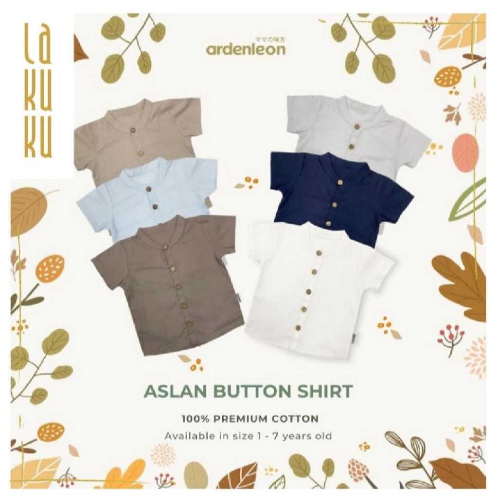 Lakuku - Ardenleon Aslan Button Shirt premium cotton Baju Atasan Anak Laki 1-7 tahun