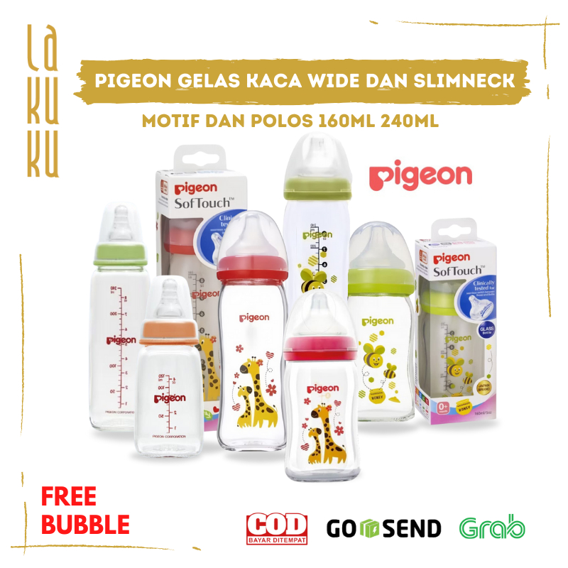 Lakuku - Pigeon Botol Susu Gelas Kaca Wide Neck dan Slim Neck