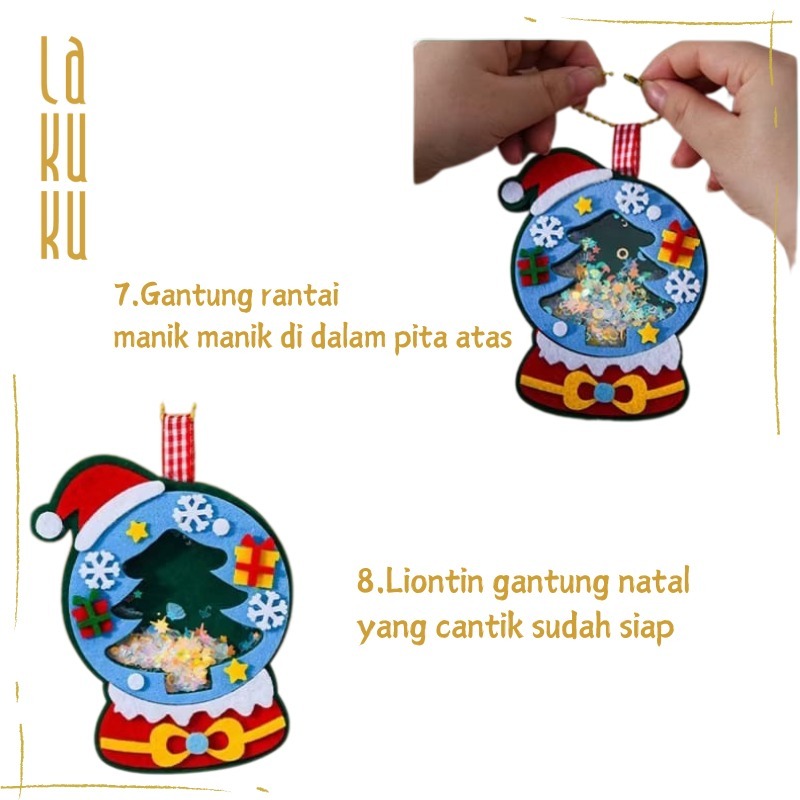 Lakuku - Mainan Kreativitas DIY Gantungan Tempel Manik Tema Natal Souvenir Hiasan