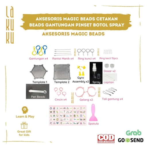 Image of Lakuku - Aksesoris Magic Beads Cetakan Beads Gantungan Pinset Botol Spray Aksesoris Untuk Mainan Magic Beads