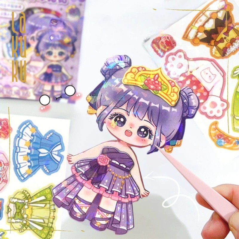 Lakuku - Mainan Magnet Dress Up Cartoon Perempuan Pasang Baju
