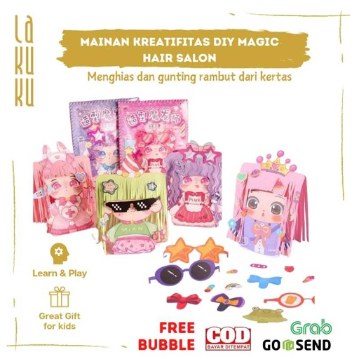 Image of Lakuku - Mainan Kreatifitas DIY Magic Hair Salon Menghias dan Gunting Rambut dari kertas