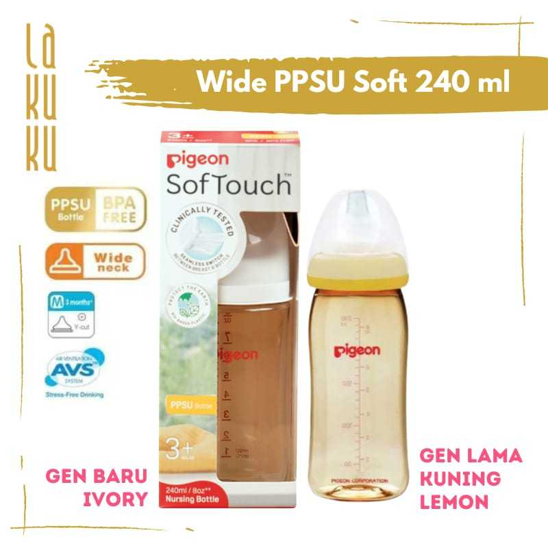 Lakuku - PIGEON Botol Susu PP Wide Neck Peristaltic plus nipple 160ml 240ml