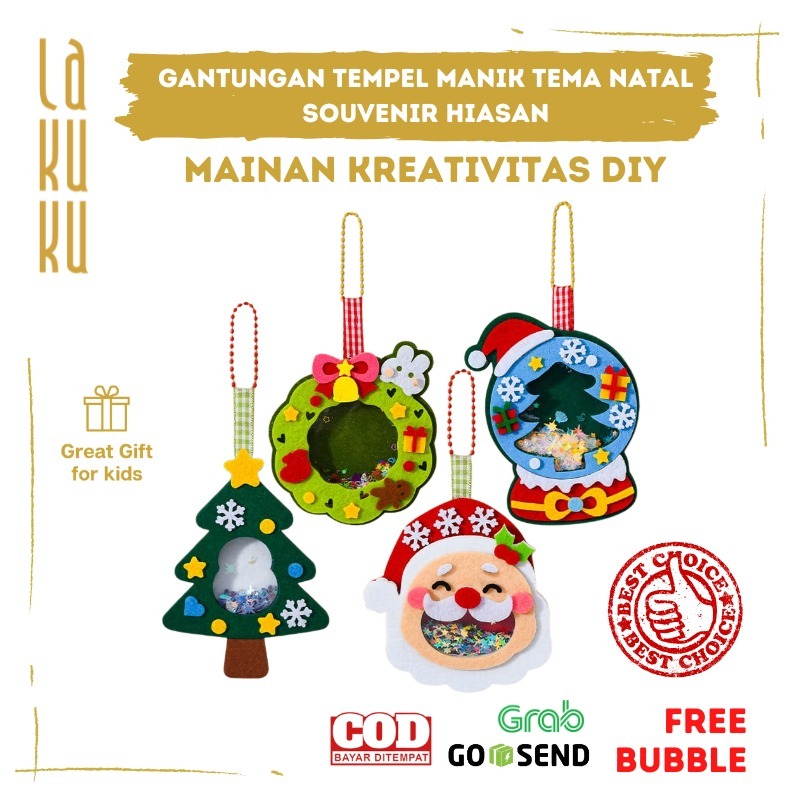 Lakuku - Mainan Kreativitas DIY Gantungan Tempel Manik Tema Natal Souvenir Hiasan