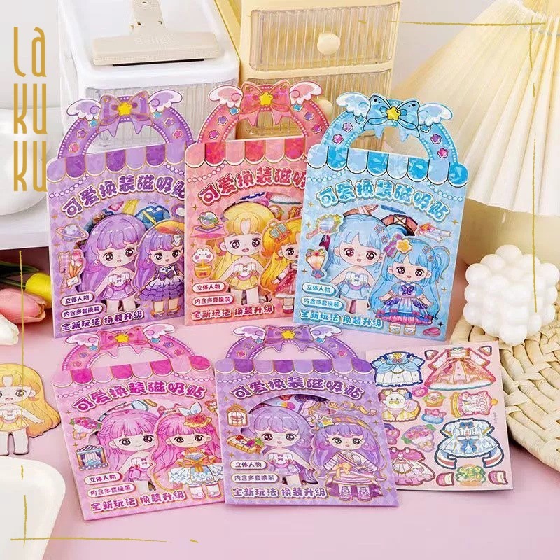 Lakuku - Mainan Magnet Dress Up Cartoon Perempuan Pasang Baju