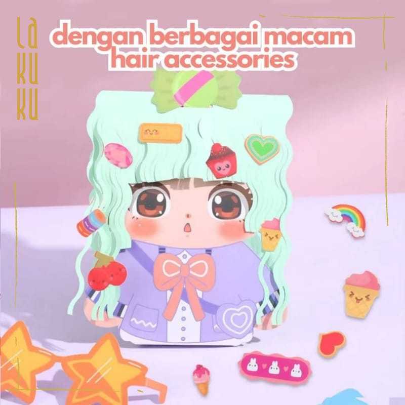 Lakuku - Mainan Kreatifitas DIY Magic Hair Salon Menghias dan Gunting Rambut dari kertas