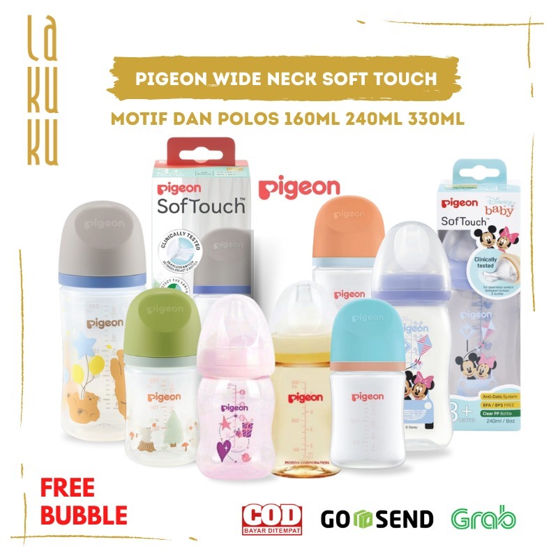 Lakuku - PIGEON Botol Susu PP Wide Neck Peristaltic plus nipple 160ml 240ml