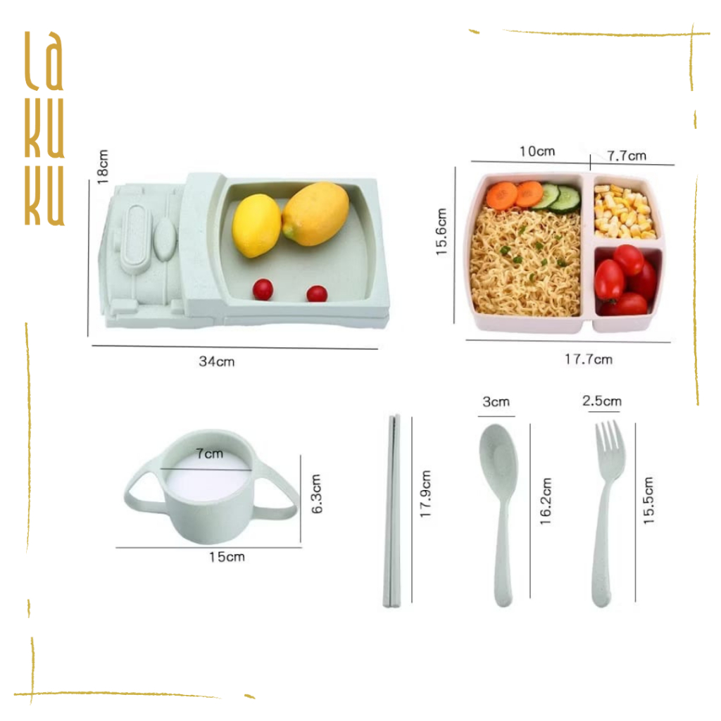 Lakuku - Kids Feeding Set PP Piring Makan Anak 3D bentuk mobil pesawat terbang