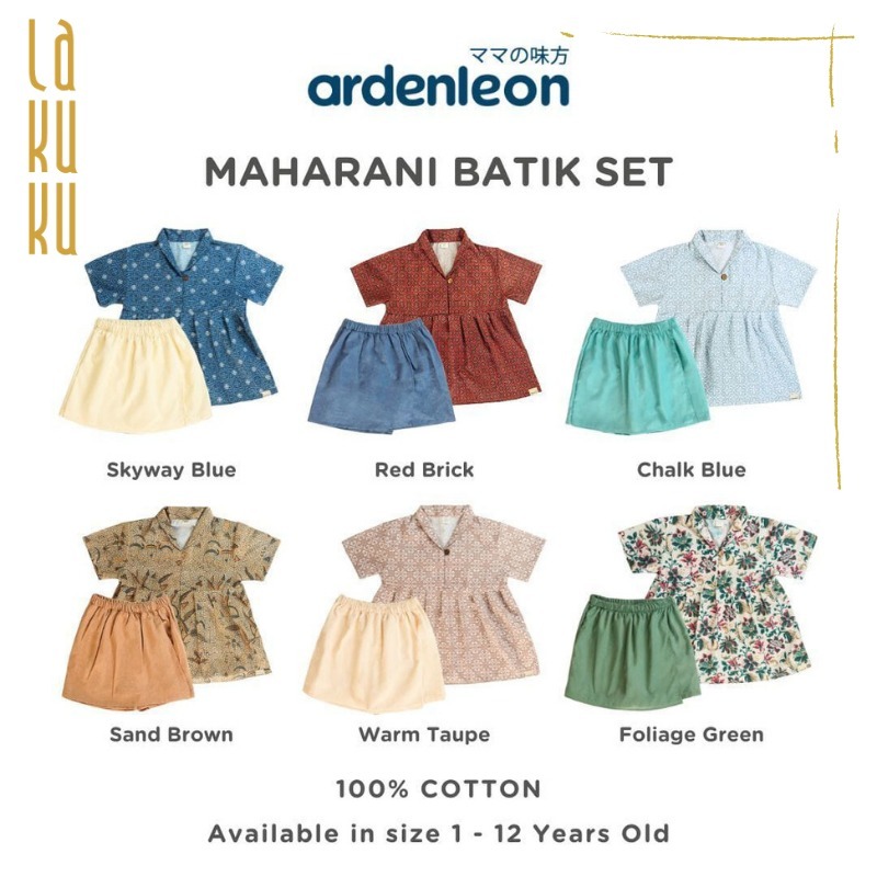 Lakuku - Ardenleon Maharani Batik Set Setelan Baju Rok Celana Skort Anak Perempuan
