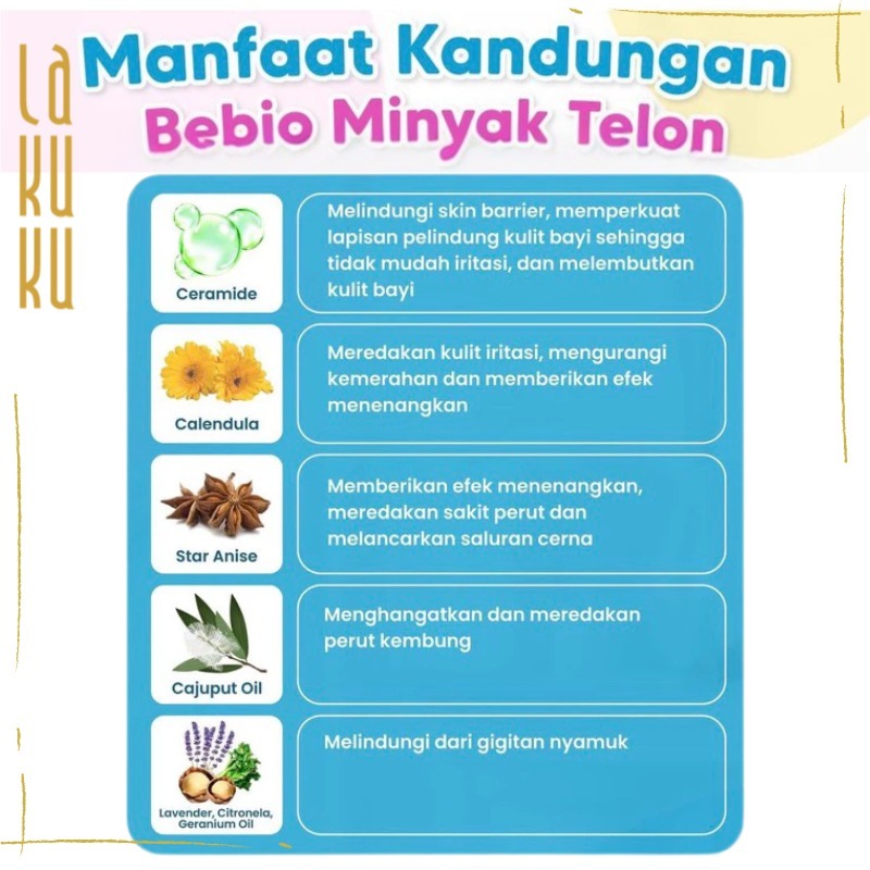 Lakuku - Bebio Minyak Telon Ceramide Plus 60ml