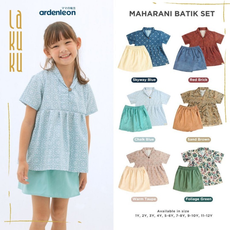 Lakuku - Ardenleon Maharani Batik Set Setelan Baju Rok Celana Skort Anak Perempuan