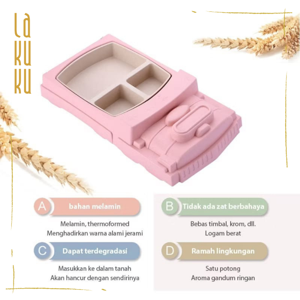 Lakuku - Kids Feeding Set PP Piring Makan Anak 3D bentuk mobil pesawat terbang