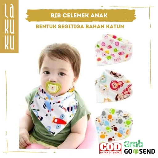 Image of Lakuku - Bib Celemek Balita Bayi Kain Katun bentuk segitiga