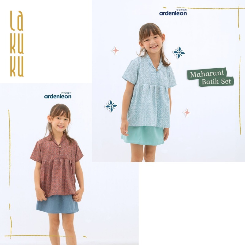 Lakuku - Ardenleon Maharani Batik Set Setelan Baju Rok Celana Skort Anak Perempuan