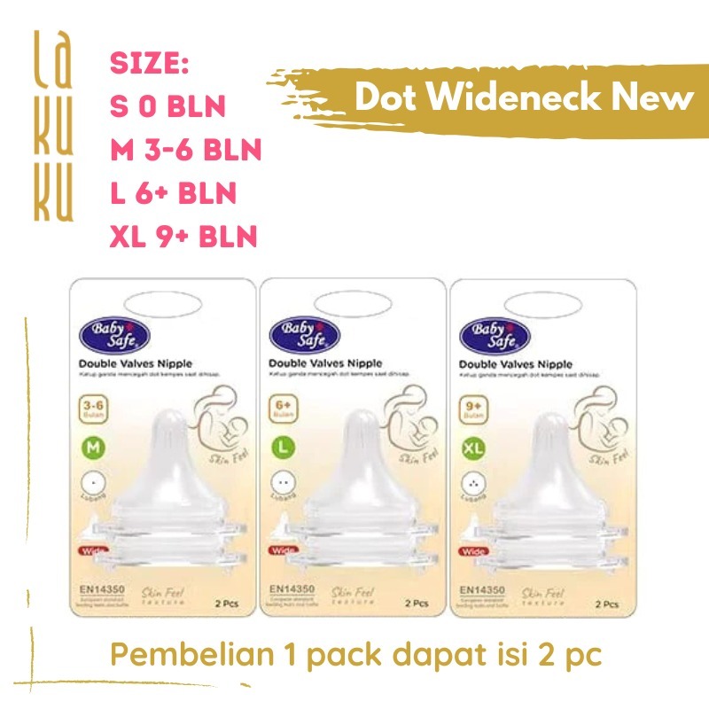 Lakuku - Baby safe dot silikon botol susu slim regular dan wide neck isi 2 pc