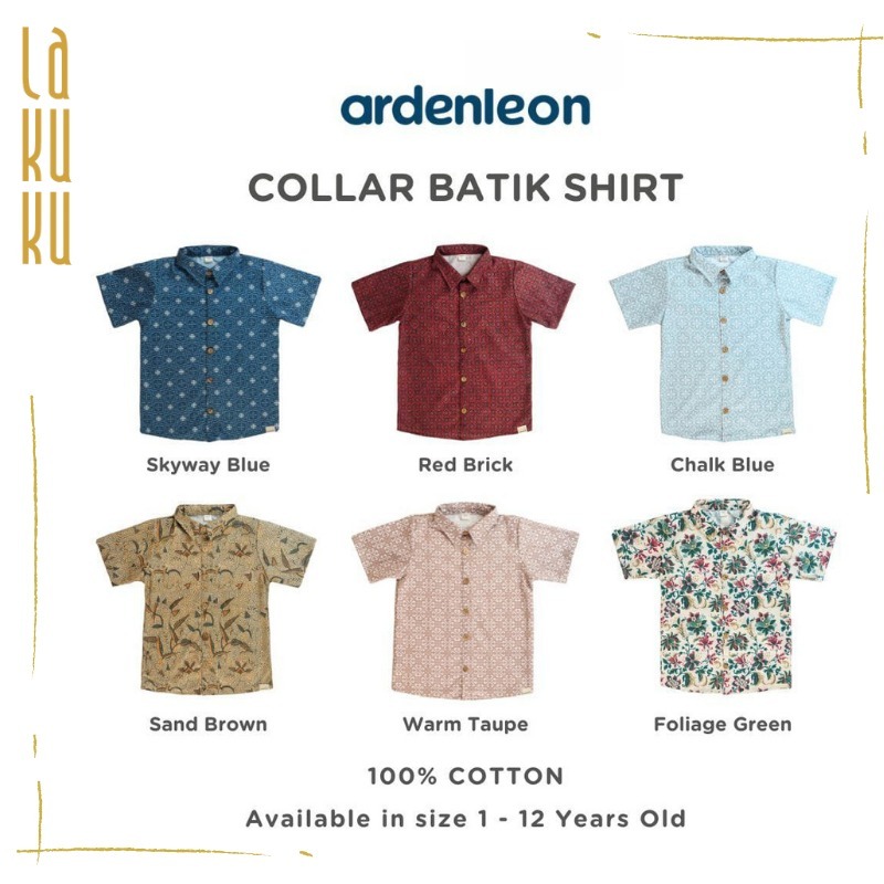 Lakuku - Ardenleon Collar Batik Shirt Atasan Kemeja Baju Batik Anak