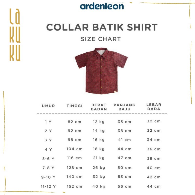Lakuku - Ardenleon Collar Batik Shirt Atasan Kemeja Baju Batik Anak