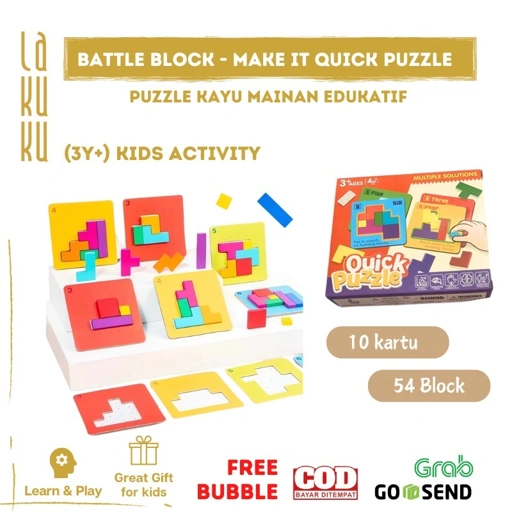 Image of Lakuku - Quick Puzzle Mainan Edukatif Menyusun Bentuk Tetris bersama mengasah otak