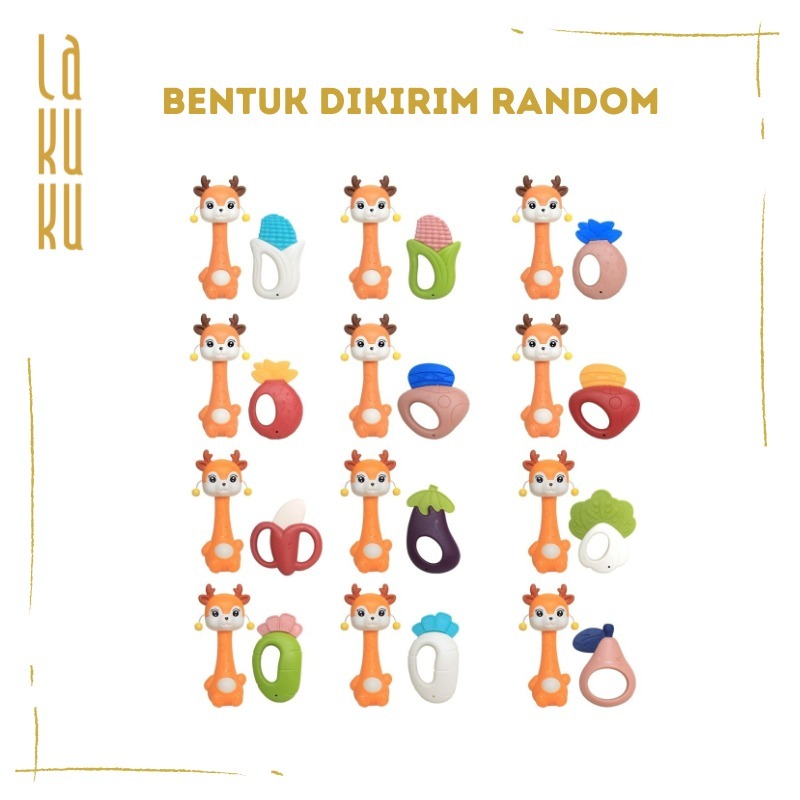 Lakuku - Lusty Bunny Chew Toys Teether Gigitan Bayi Bahan Silikon dan PP 2 in 1