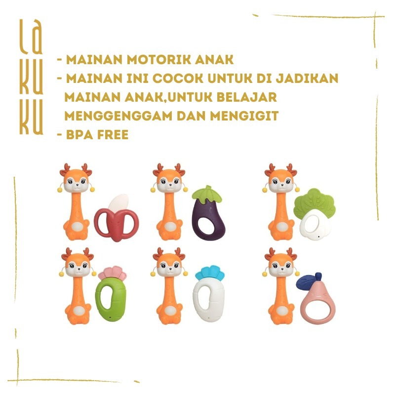 Lakuku - Lusty Bunny Chew Toys Teether Gigitan Bayi Bahan Silikon dan PP 2 in 1