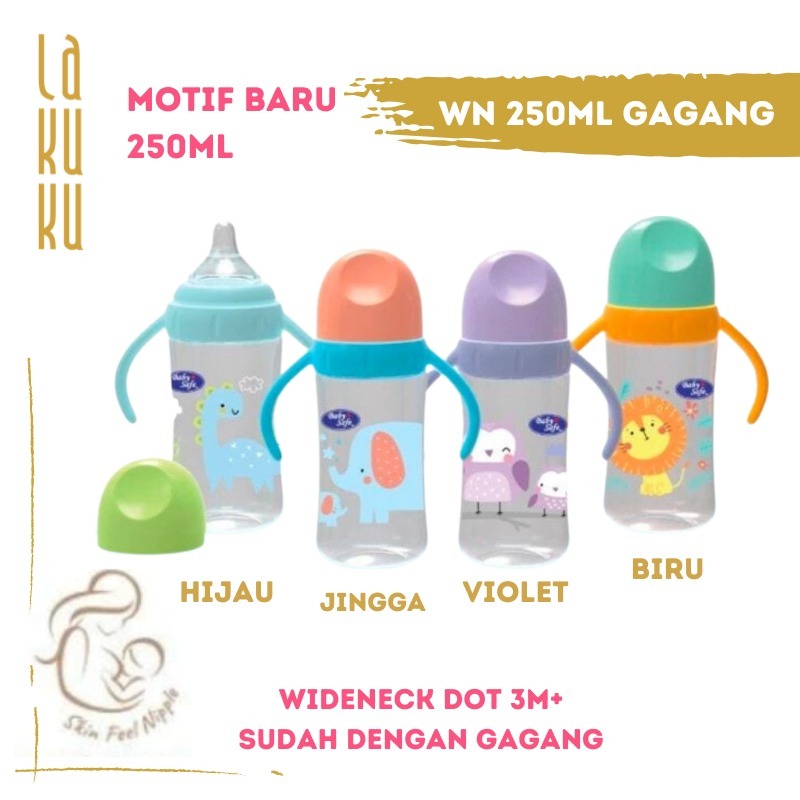 Lakuku - Botol Susu Wide Neck Dot Milk Bottle Baby Safe 125ml 250ml WN WNS 3 stage