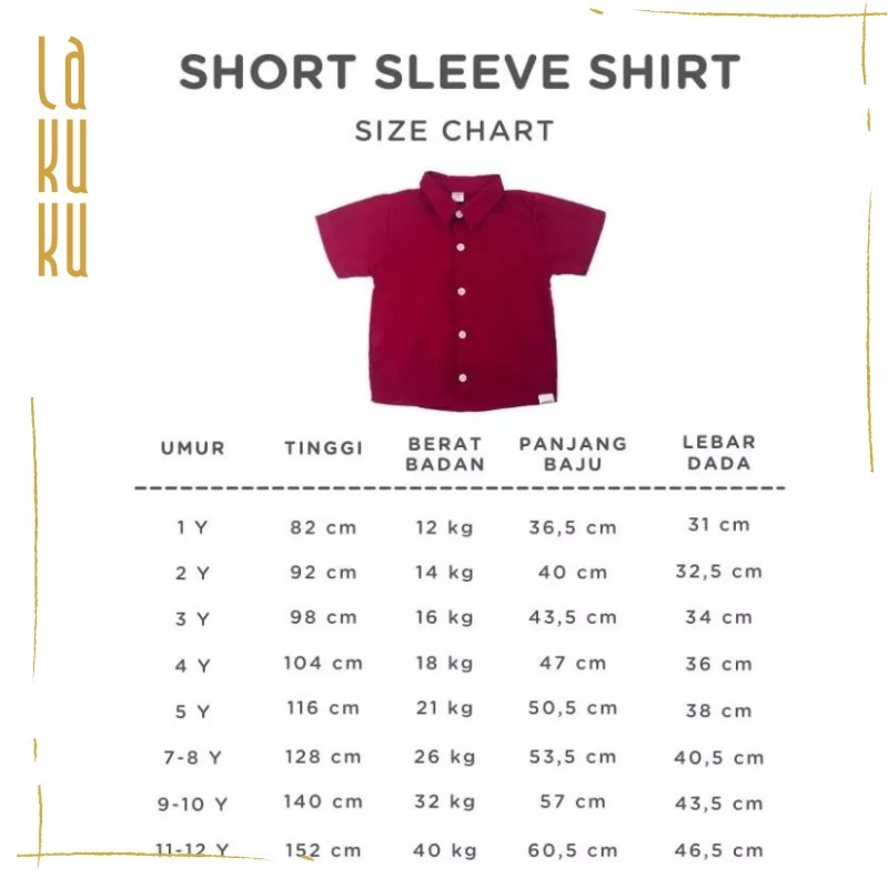 Lakuku - Ardenleon Short Sleeve Shirt Baju Atasan Kemeja Anak Unisex