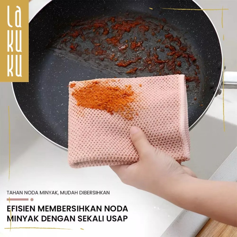Lakuku - Kain lap tebal microfiber ukuran 25 x 25 cm serba guna