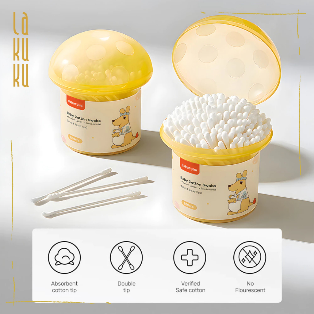 Lakuku - Sakumini Cotton Bud 2in1 Korek Kuping 2 sisi isi 200pcs