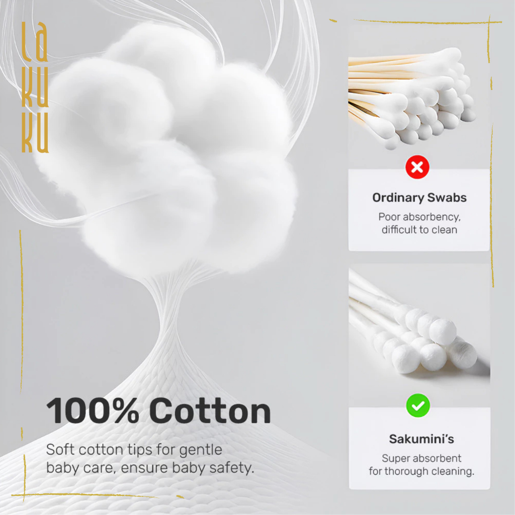 Lakuku - Sakumini Cotton Bud 2in1 Korek Kuping 2 sisi isi 200pcs