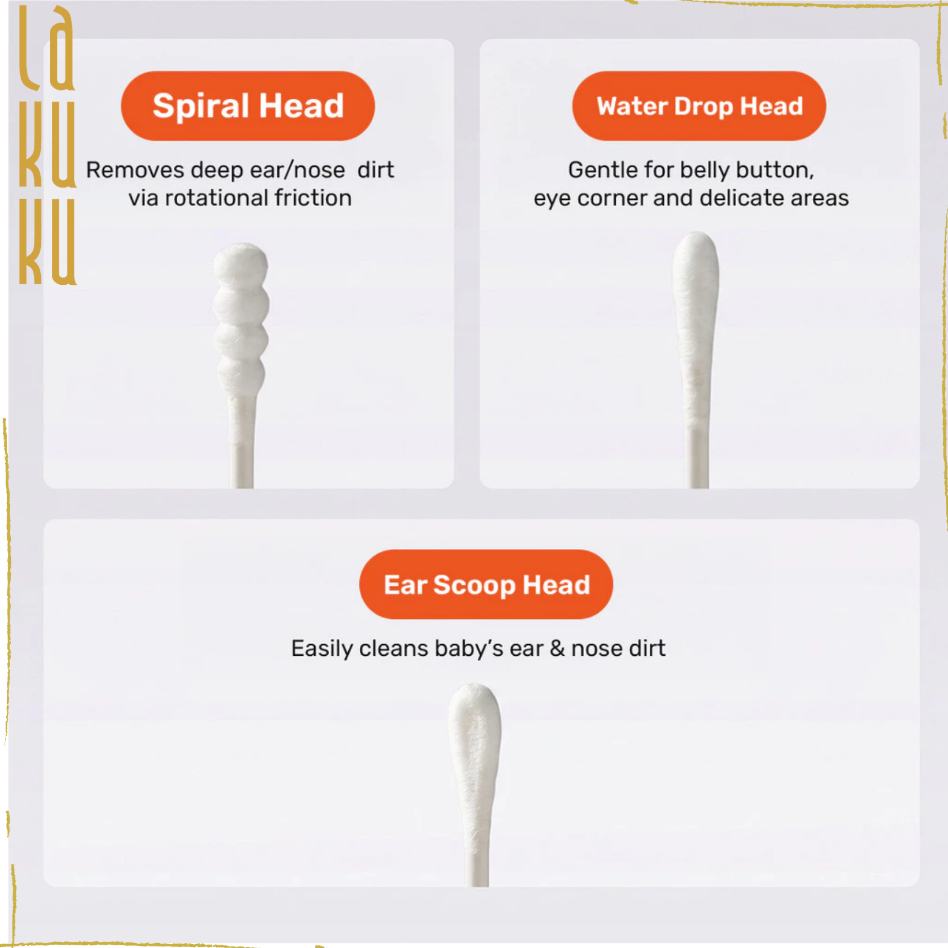Lakuku - Sakumini Cotton Bud 2in1 Korek Kuping 2 sisi isi 200pcs