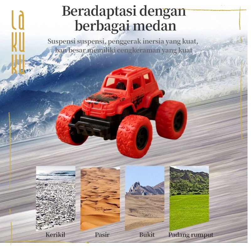 Lakuku - Mainan Mobil Jeep Off Road 360° Warna Warni Mobil Monster Dinosaurus