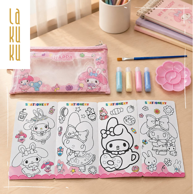 Lakuku - Paket Hemat Painting Set Anak Lukis Edukasi Dengan Free Pouch Dan Bubble