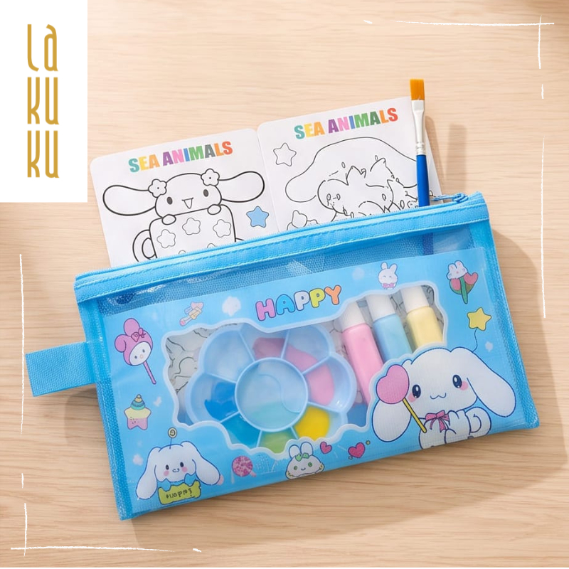 Lakuku - Paket Hemat Painting Set Anak Lukis Edukasi Dengan Free Pouch Dan Bubble