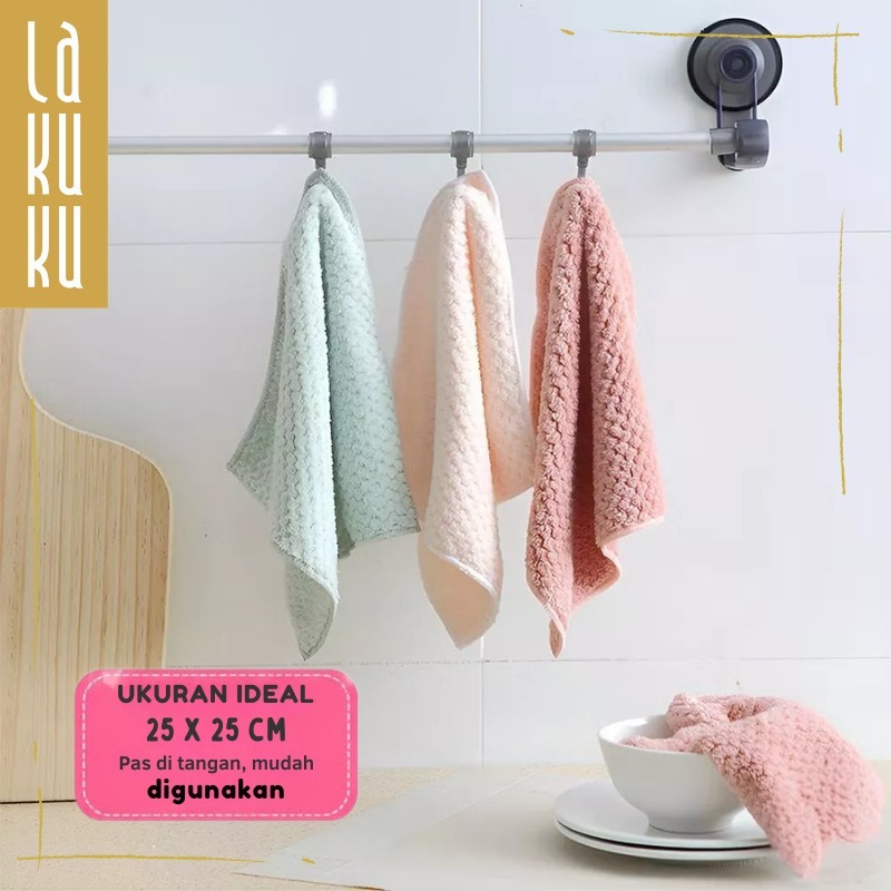 Lakuku - Kain lap tebal microfiber ukuran 25 x 25 cm serba guna