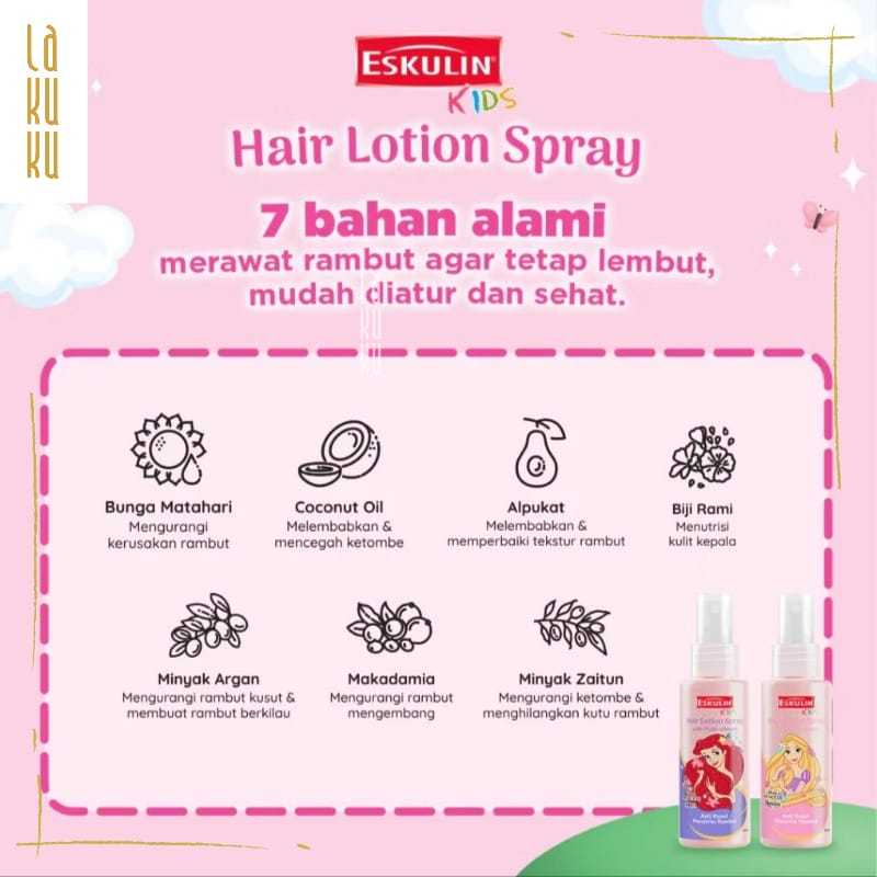 Lakuku - Eskulin Kids Hair Lotion Spray Princess Wangi Bervitamin dan anti kusut