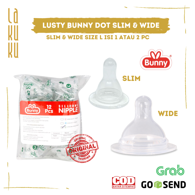 Lakuku - Dot Lusty Bunny Slim Wide Botol Susu Anak Silicone