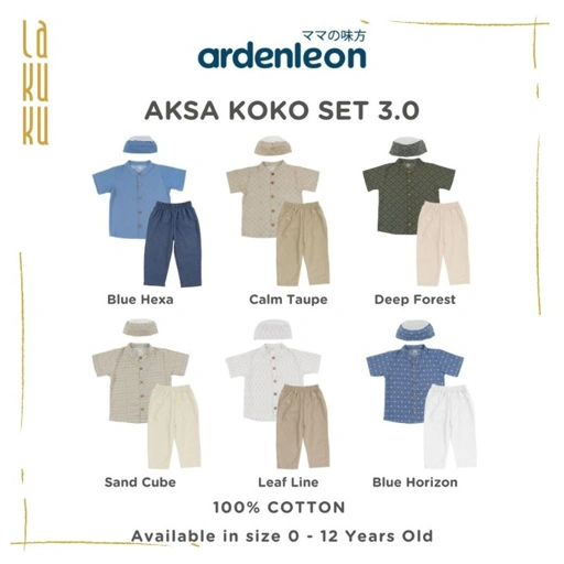 Image of Lakuku - Ardenleon Raya Collection Aksa Koko Set 3.0 Setelan Baju Celana Peci Anak Laki Lebaran Idul Fitri