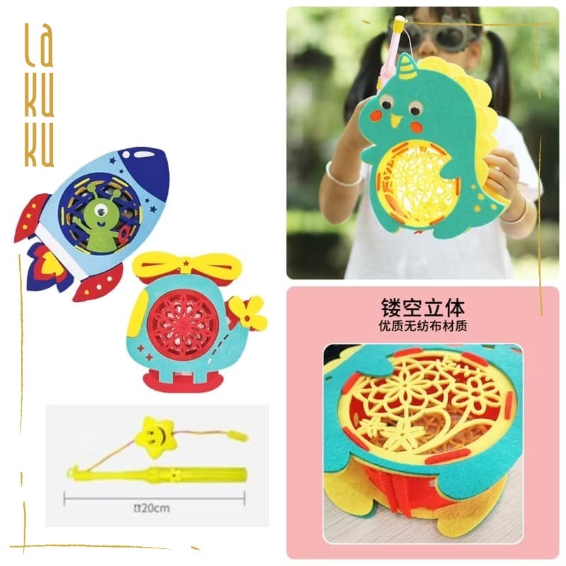 Lakuku - DIY Craft Lampion Felt Kreasi Gantungan Karakter ada lampu dan musik