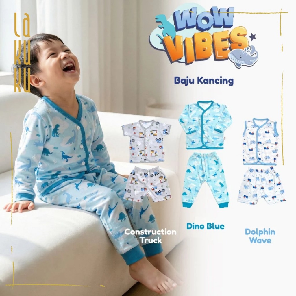 Lakuku - Setelan Libby Baby Baju Celana Pendek Kancing Depan Oblong S sampai XXL
