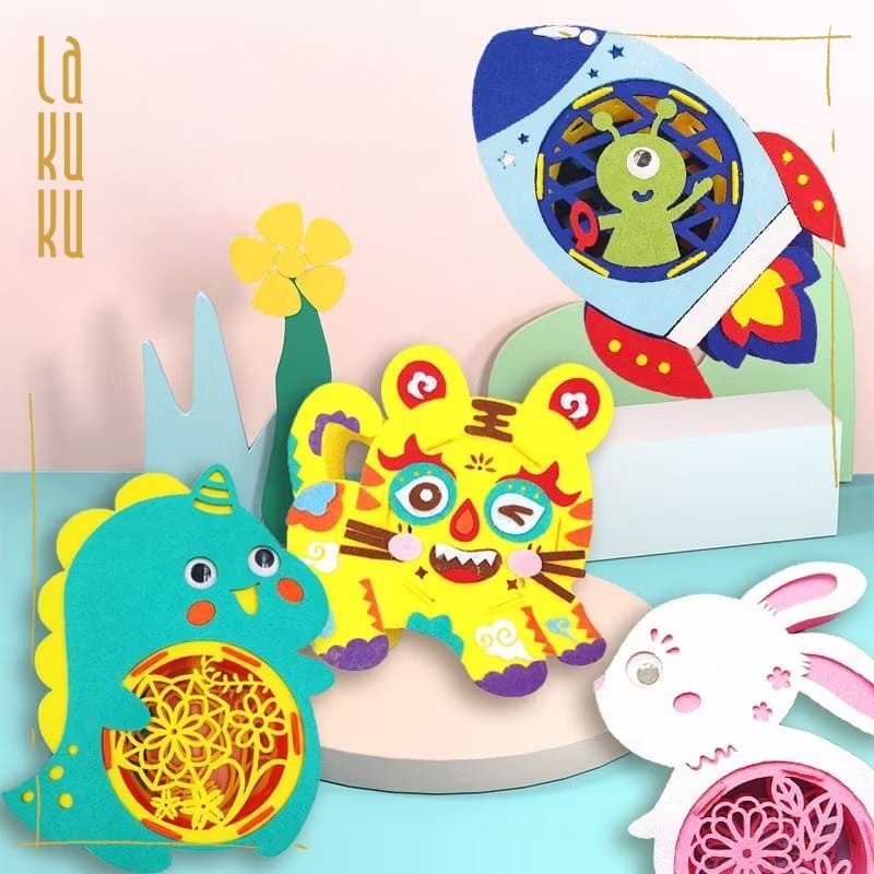 Lakuku - DIY Craft Lampion Felt Kreasi Gantungan Karakter ada lampu dan musik
