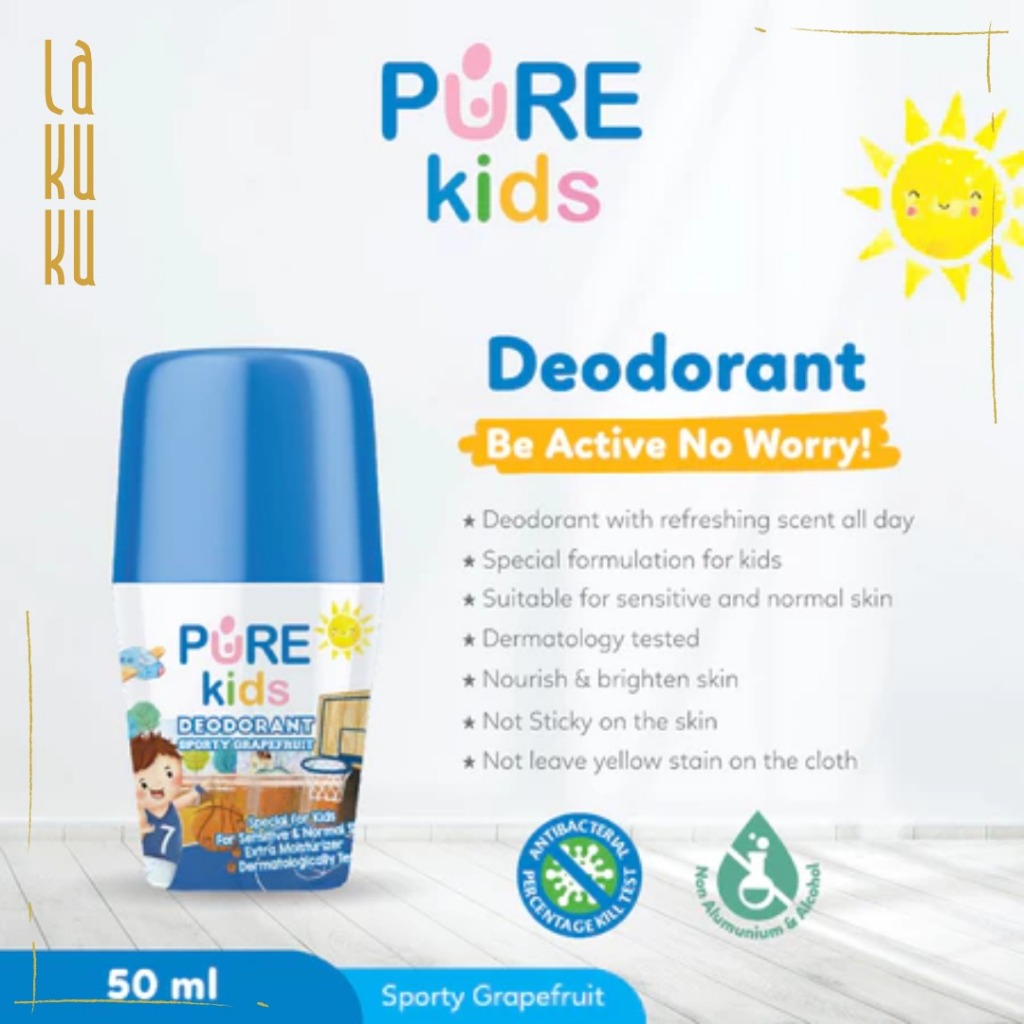 Lakuku - Pure Kids Deo Deodorant 50ml Melawan Bau Ketiak Anak