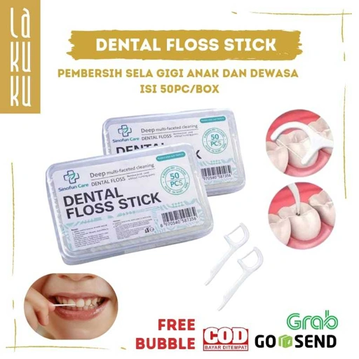 Image of Lakuku - Sinofun Care Dental Floss Stick Pembersih sela gigi anak dan dewasa isi 50pc/box