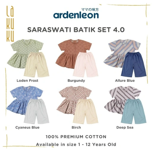 Image of Lakuku - Ardenleon Saraswati Batik Anak Perempuan set Baju Celana Vol 4