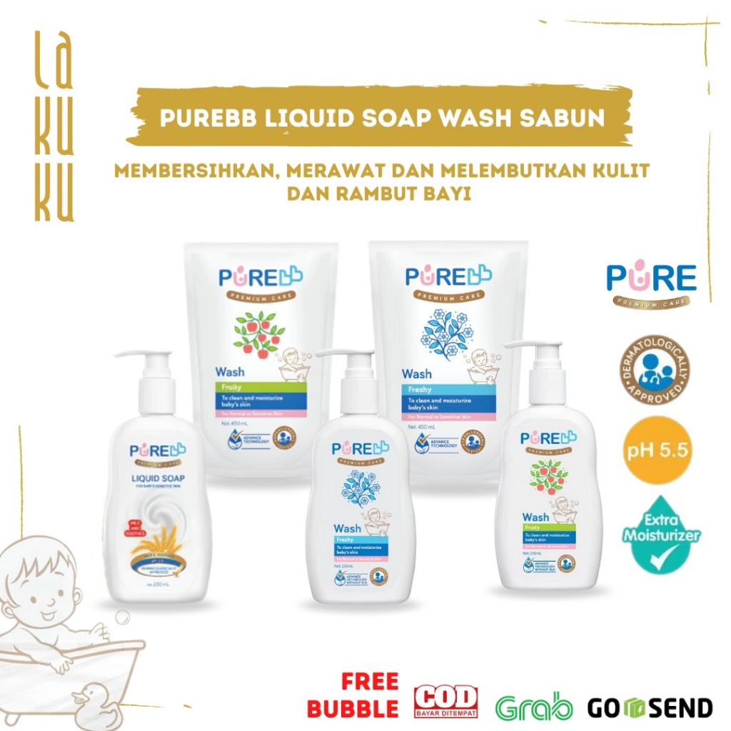Lakuku - PUREBB pure kids Liquid soap Wash Sabun Mandi Bayi dan Anak