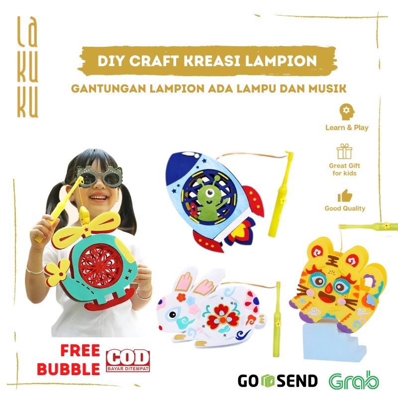 Lakuku - DIY Craft Lampion Felt Kreasi Gantungan Karakter ada lampu dan musik