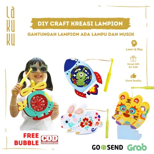 Lakuku - DIY Craft Lampion Felt Kreasi Gantungan Karakter ada lampu dan musik