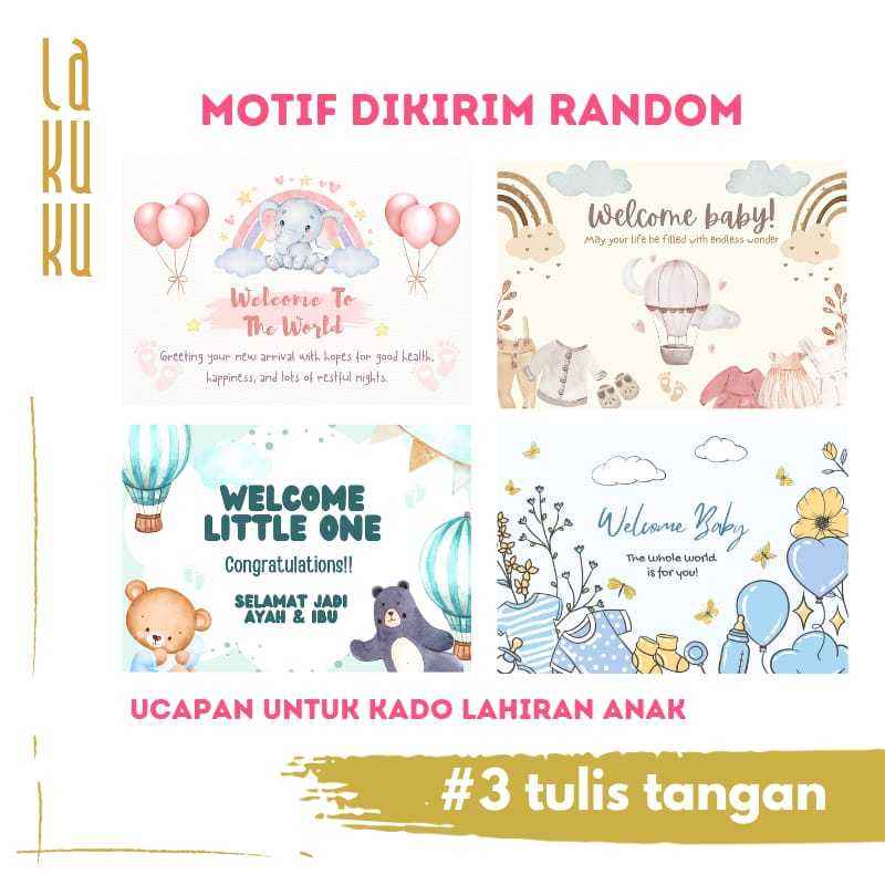 Kemasan Plastik Polymailer Bungkus Kado + Kartu Ucapan cantik khusus produk LAKUKU
