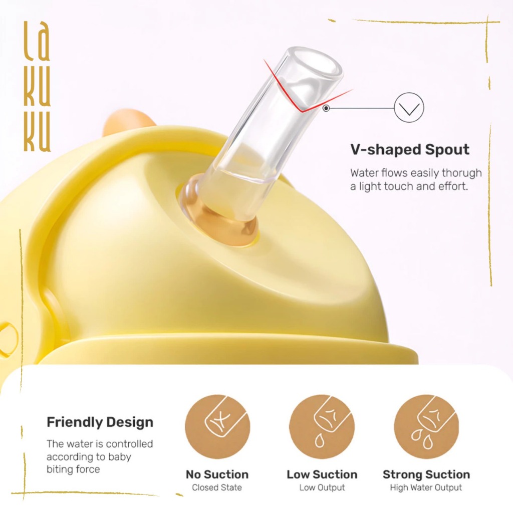 Lakuku - Sakumini Botol Minum Sedotan PPSU Training Bottle Cup Straw Duck