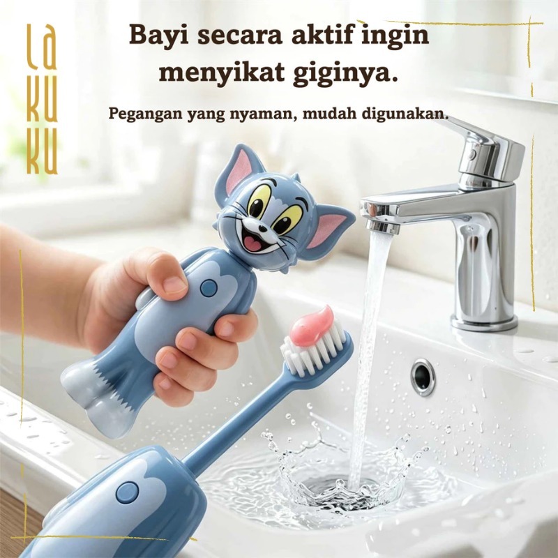 Lakuku - Sikat Gigi Anak 4D Karakter Premium Kepala Penutup Mainan