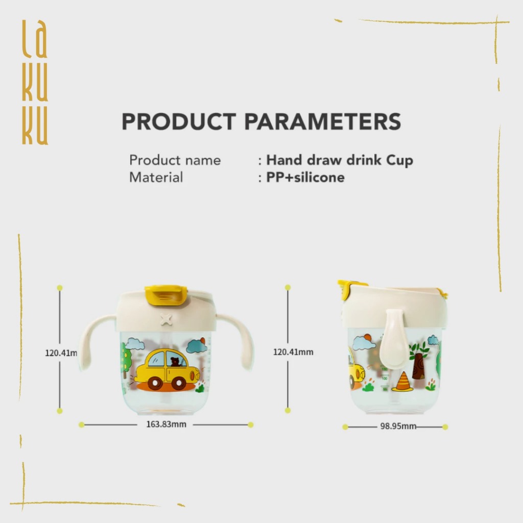 Lakuku - Sakumini 3in1 gelas botol minum gagang Sedotan Training Sippy Cup Anak